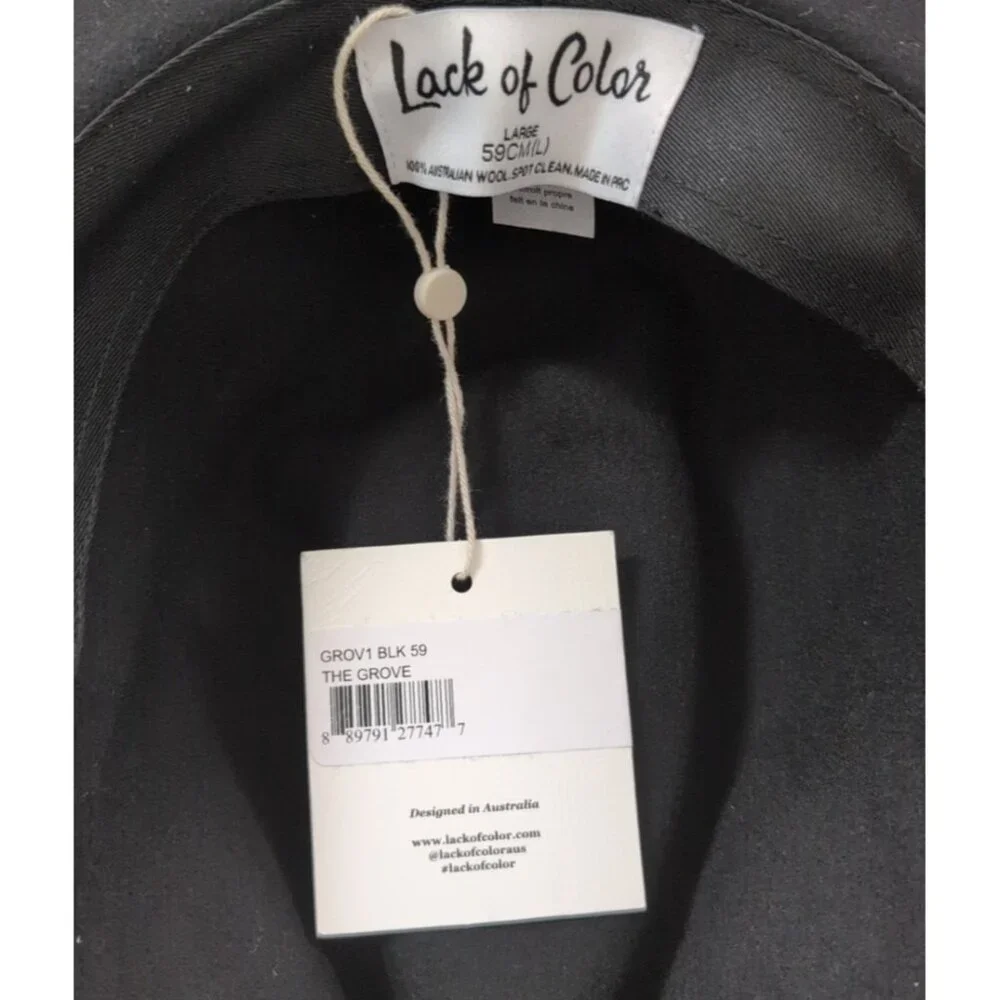 Lack of Color The Grove Wool Felt in‎ Black Large (59cm) - New
